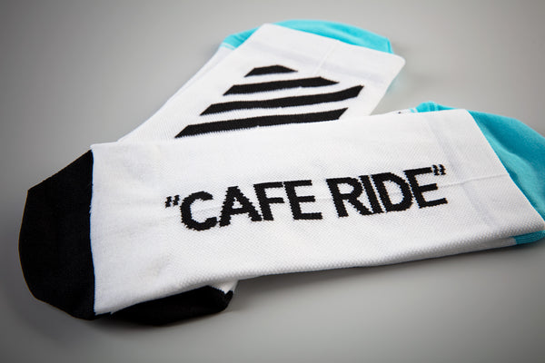 cafe ride cycling socks white Pongo London cycling socks 