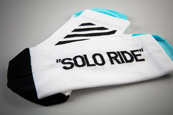 solo ride cycling socks white Pongo London cycling socks
